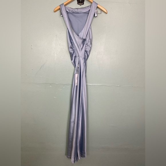 Reformation Casette Sleeveless Silk Midi Dress Cross Back Size 4 Light Blue - Picture 5 of 10